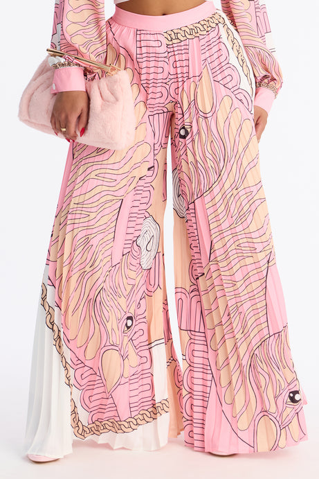 Pleated Blush Satin Two-Piece Set
