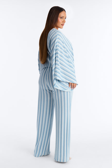 Blue Stripe Jacquard Two-Piece Set