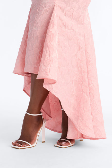 Strapless Pink Jacquard Maxi