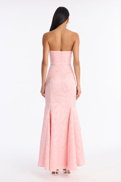 Strapless Pink Jacquard Maxi