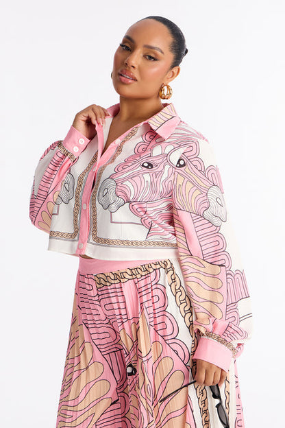 Pleated Blush Satin Two-Piece Set
