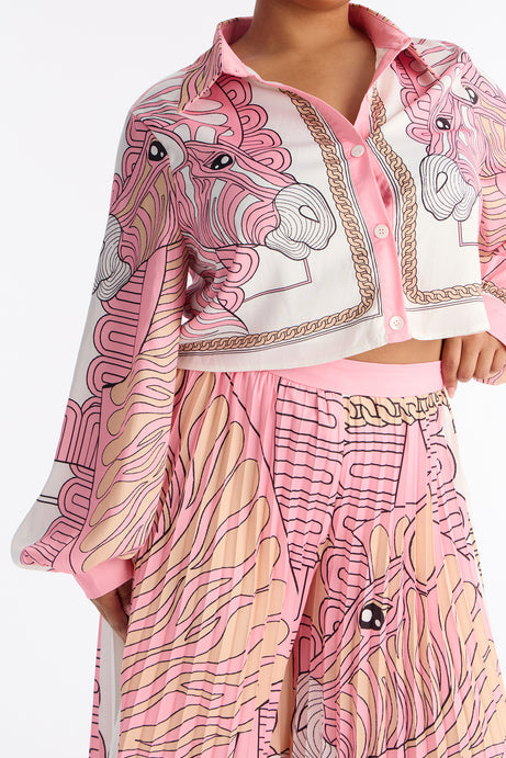 Pleated Blush Satin Two-Piece Set
