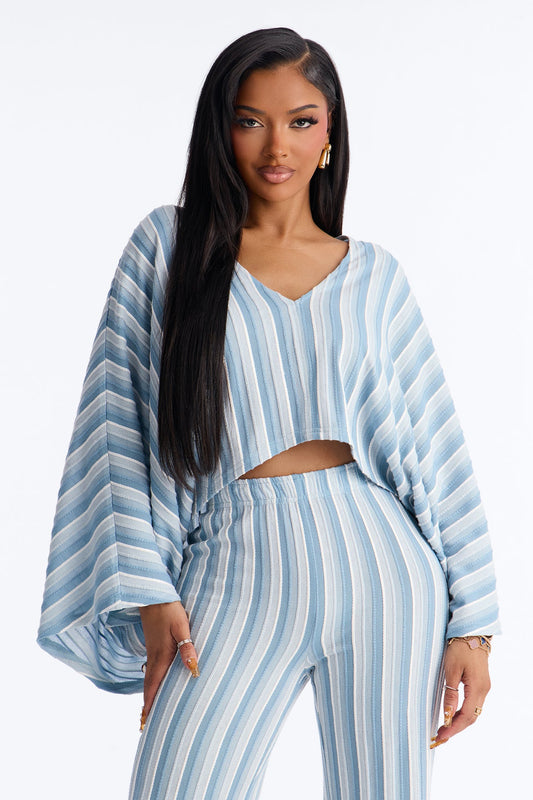 Blue Stripe Jacquard Two-Piece Set