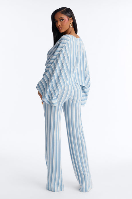 Blue Stripe Jacquard Two-Piece Set