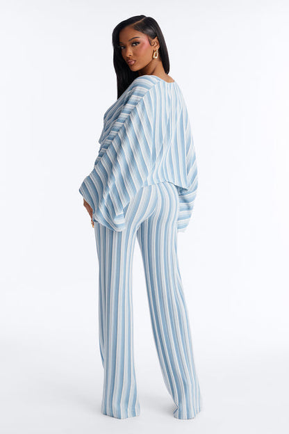 Blue Stripe Jacquard Two-Piece Set