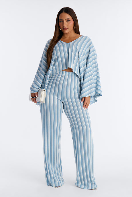 Blue Stripe Jacquard Two-Piece Set