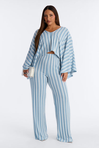Blue Stripe Jacquard Two-Piece Set