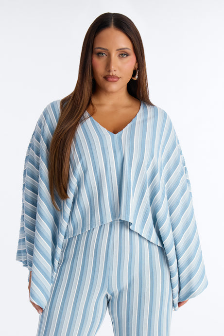 Blue Stripe Jacquard Two-Piece Set
