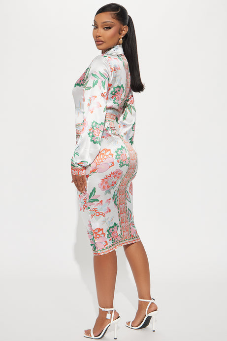Becoming Richer Satin Shirt Dress