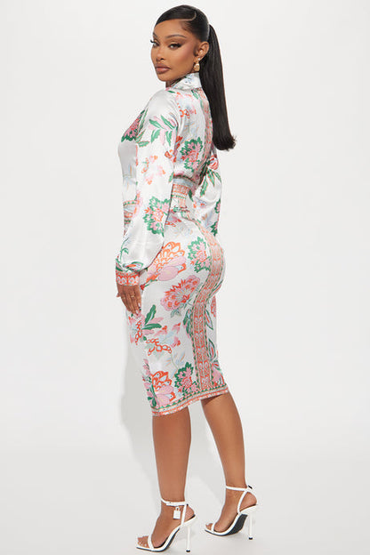Becoming Richer Satin Shirt Dress