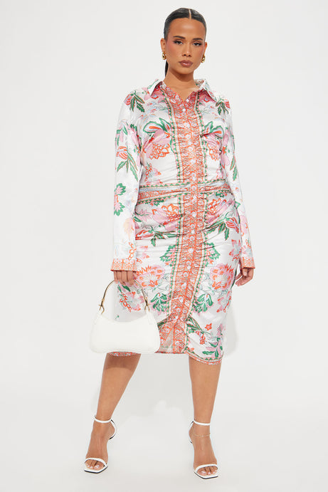 Becoming Richer Satin Shirt Dress