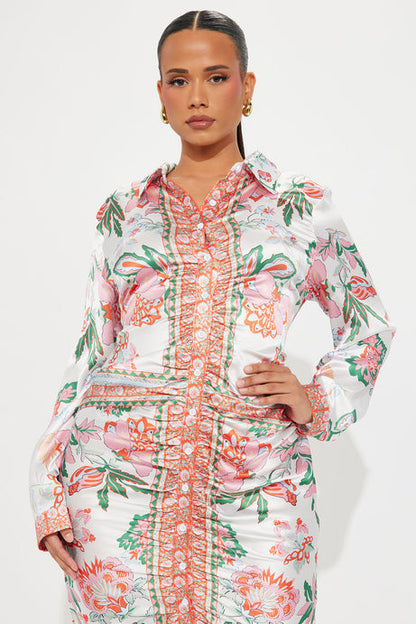 Becoming Richer Satin Shirt Dress