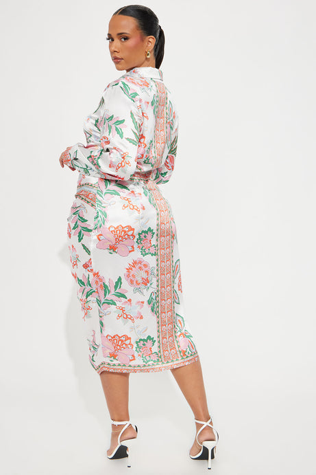 Becoming Richer Satin Shirt Dress