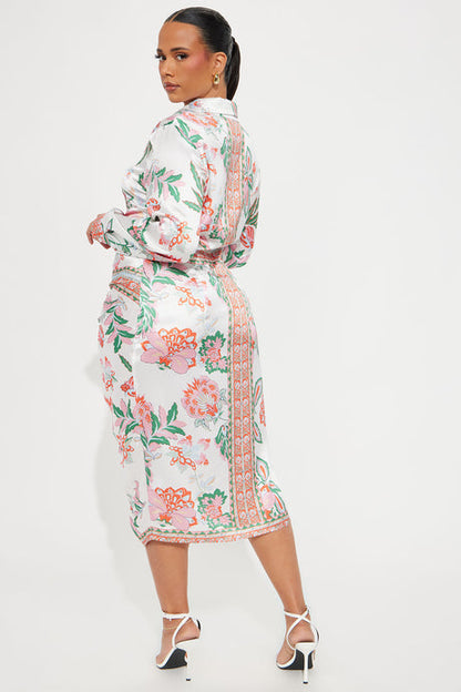 Becoming Richer Satin Shirt Dress