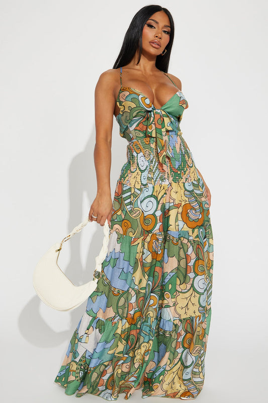 Kamiyah Printed Jumpsuit – Green Combo