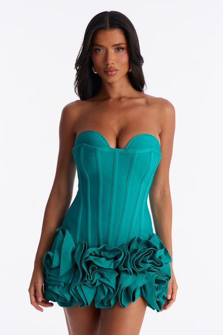 Rosette Ruffle Sweetheart Bandage Dress