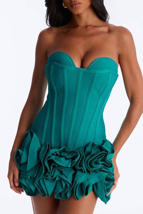 Rosette Ruffle Sweetheart Bandage Dress