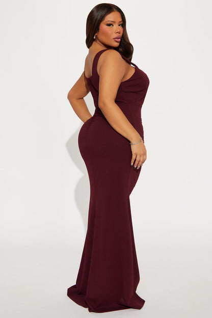 Ruched Faux Corset Crepe Gown