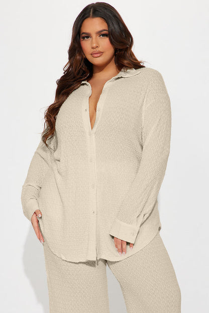 Fly With Me Textured Pant Set – Stone