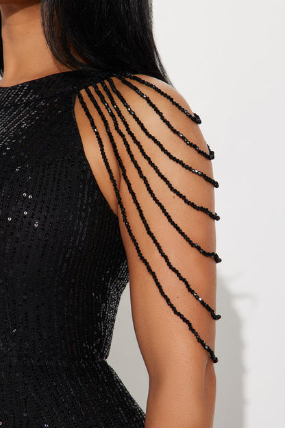 High Neck Embellished Sequin Gown