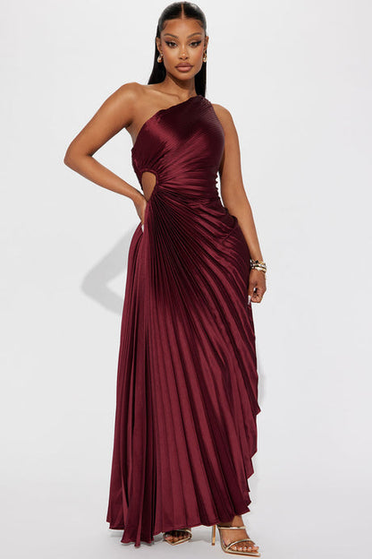 One Shoulder Cut-Out Satin Gown