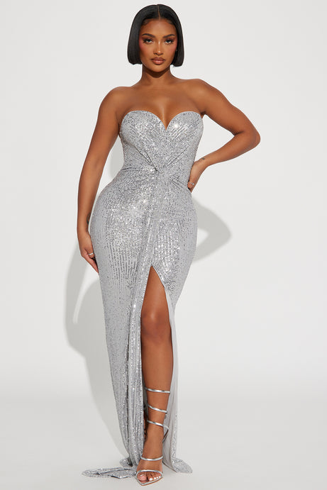 Radiant Strapless Sequin Gown