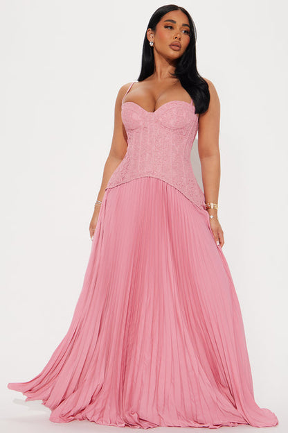 Removable-Strap Lace Corset Maxi