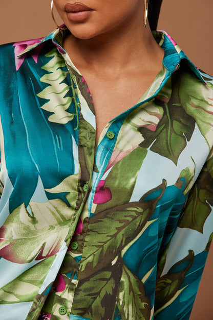 Kyoto Satin Pant Set – Green Combo