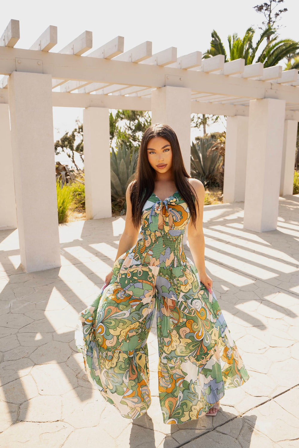 Kamiyah Printed Jumpsuit – Green Combo